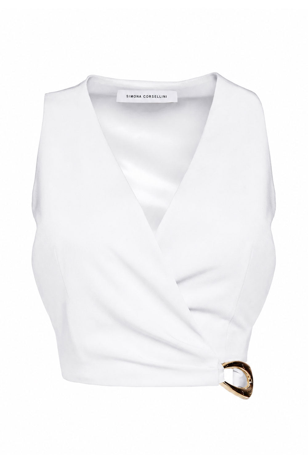 SIMONA CORSELLINI Top cropped con fibbia oro