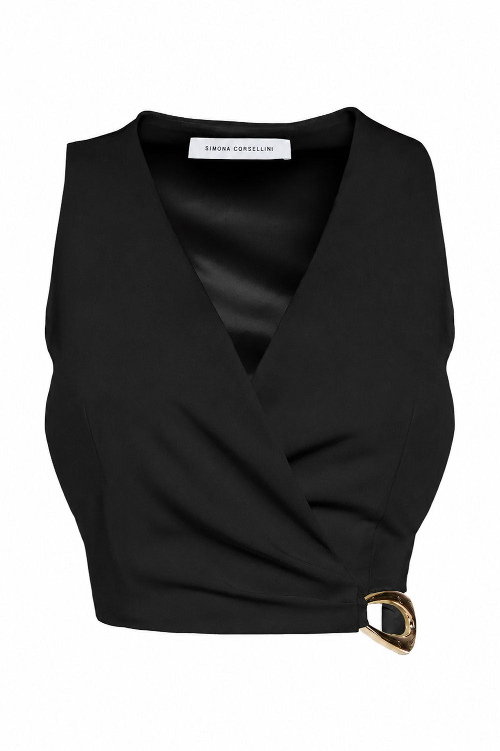 SIMONA CORSELLINI Top cropped con fibbia oro
