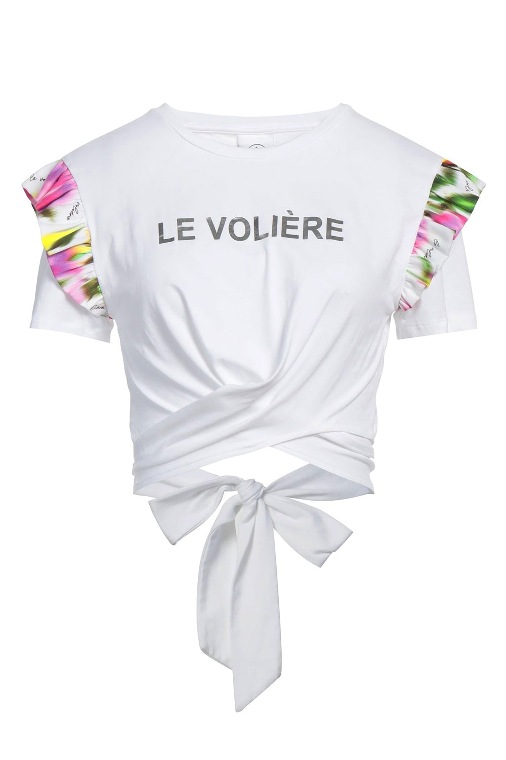 LE VOLIRE Tshirt crop con lacci