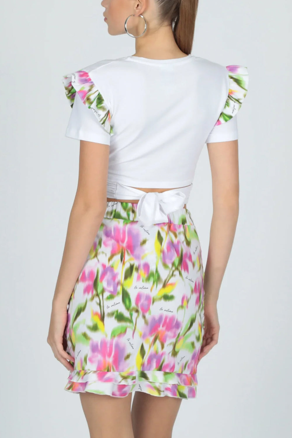 LE VOLIRE Tshirt crop con lacci LE VOLIERE