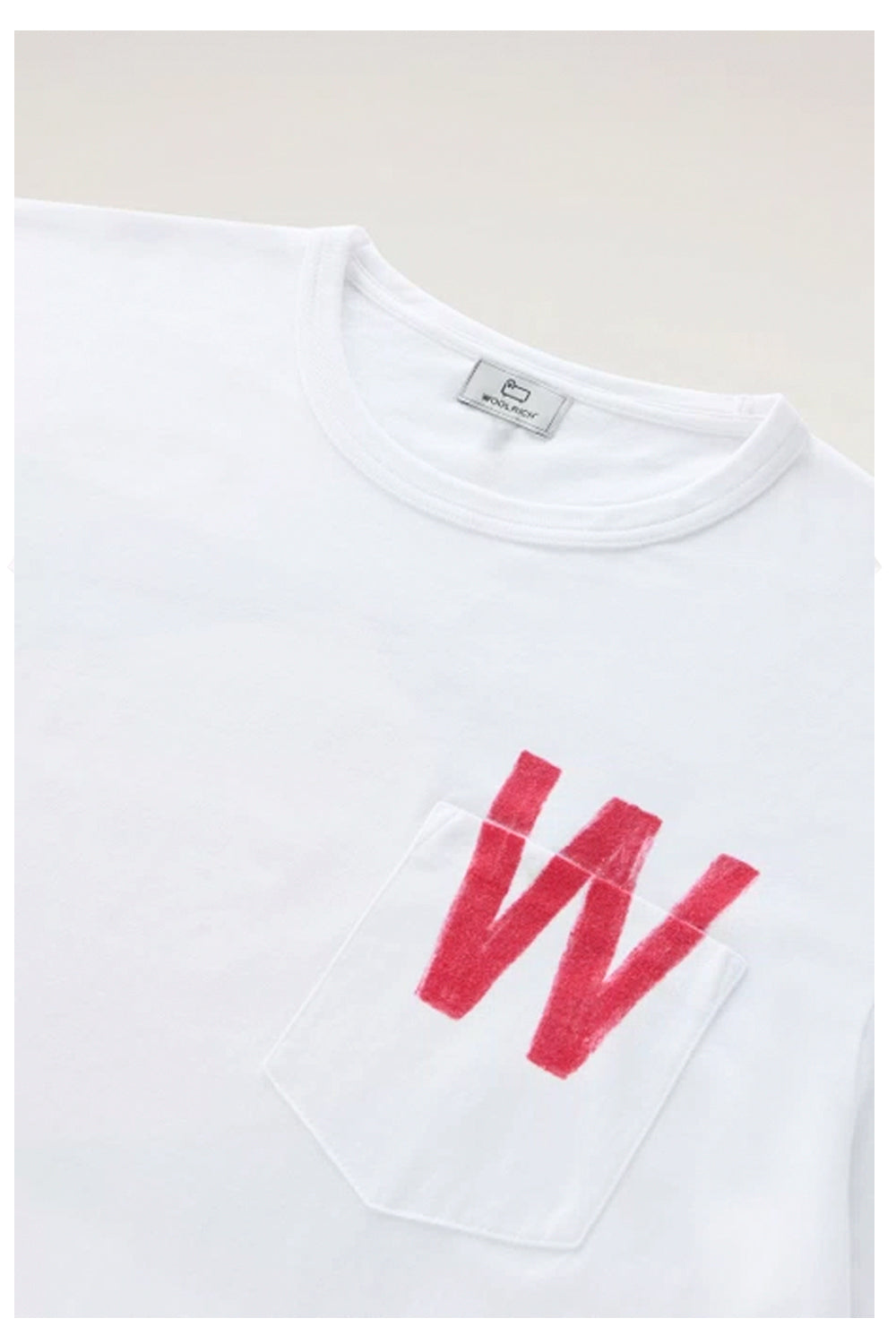 WOOLRICH T-shirt con stampa sul retro e taschino WOOLRICH