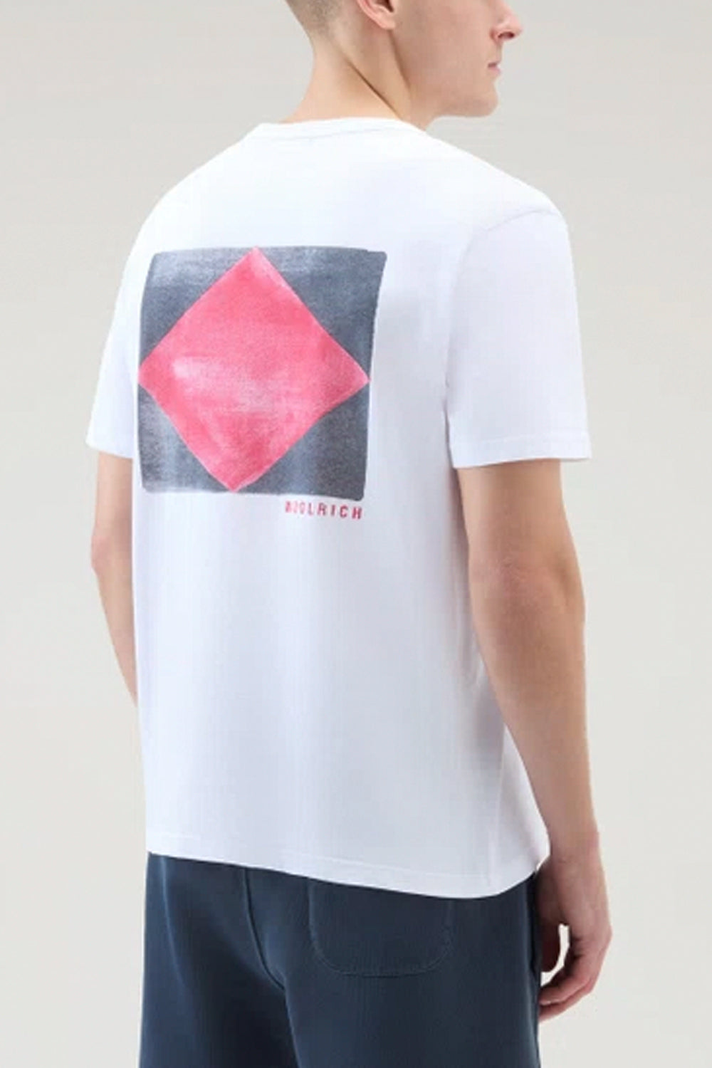 WOOLRICH T-shirt con stampa sul retro e taschino WOOLRICH
