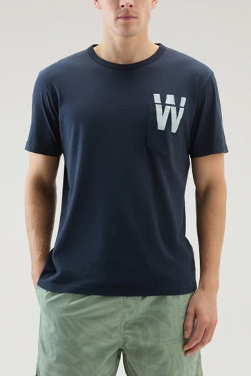 WOOLRICH T-shirt con stampa sul retro e taschino WOOLRICH
