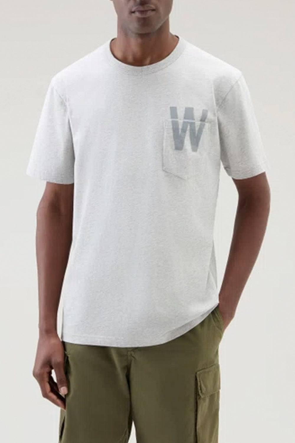 WOOLRICH T-shirt con stampa sul retro e taschino WOOLRICH