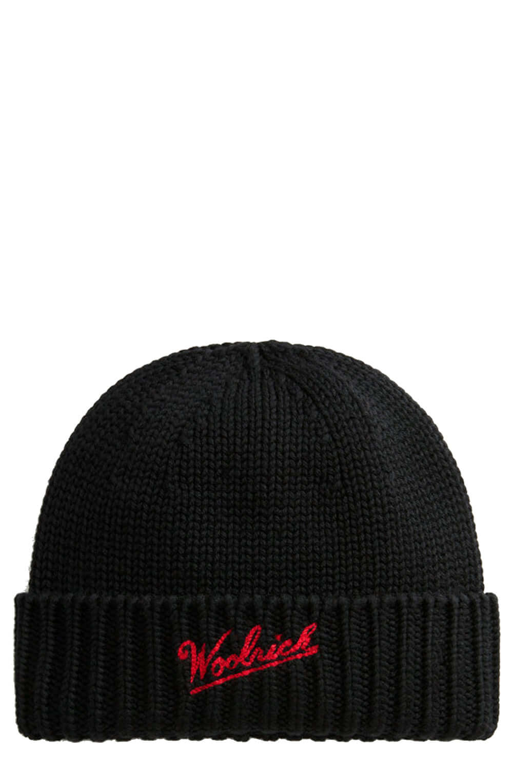 WOOLRICH Berretto in pura lana vergine Merino con logo a contrasto Uncategorized WOOLRICH
