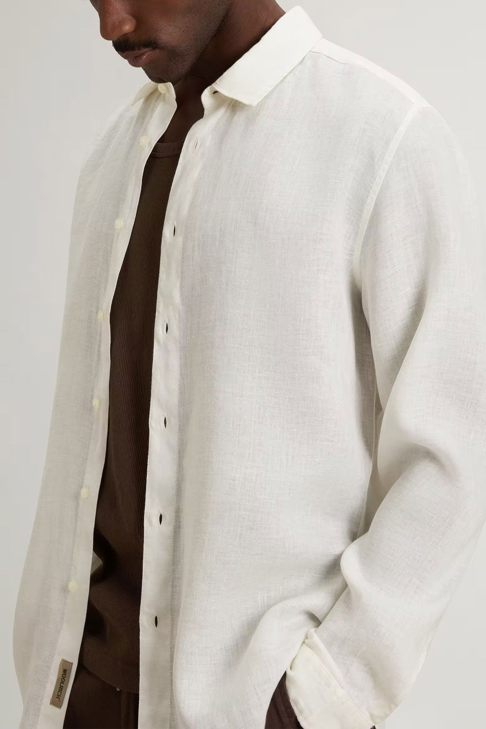 WOOLRICH Camicia in puro lino tinta in capo