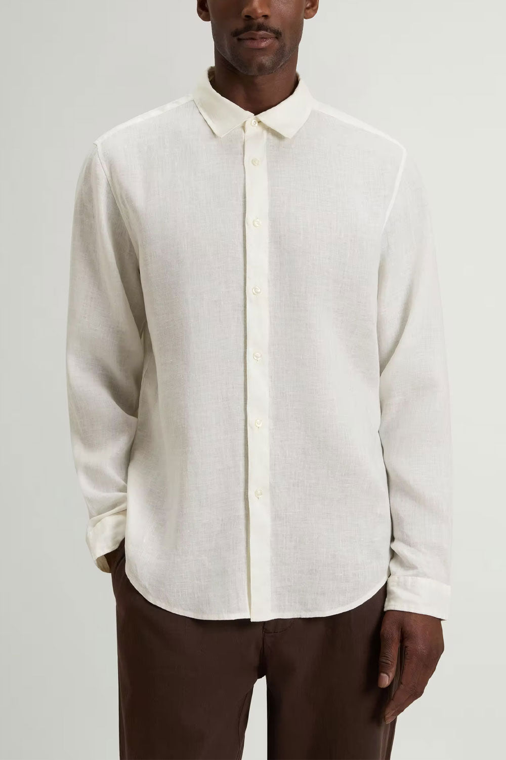 WOOLRICH Camicia in puro lino tinta in capo