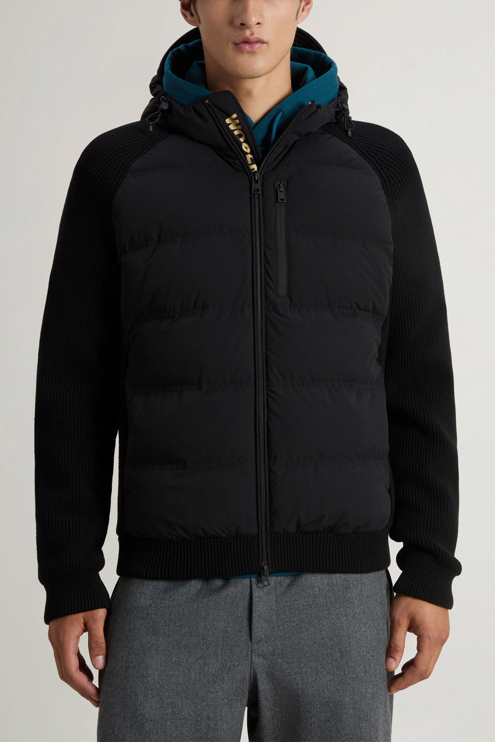 WOOLRICH Giacca ibrida in nylon elasticizzato con finitura opaca