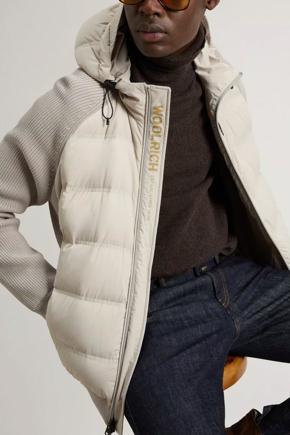 WOOLRICH Giacca ibrida in nylon elasticizzato con finitura opaca