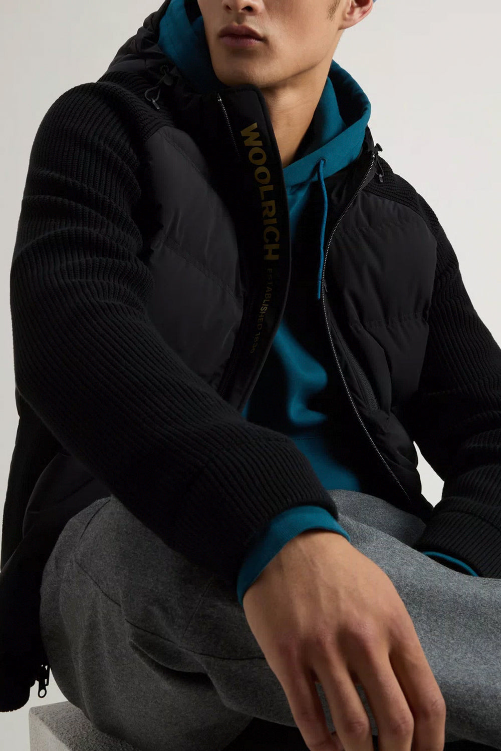 WOOLRICH Giacca ibrida in nylon elasticizzato con finitura opaca