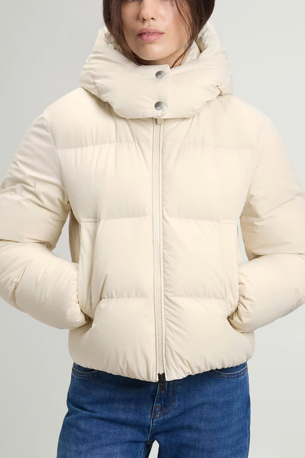 WOOLRICH Piumino Madison in nylon elasticizzato con cappuccio rimovibile