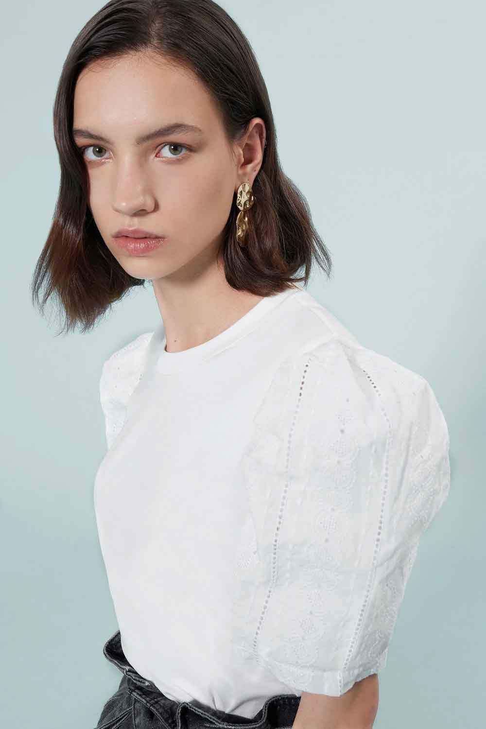 ISABELLE BLANCHE Tshirt maniche con ricamo Clothing ISABELLE BLANCHE