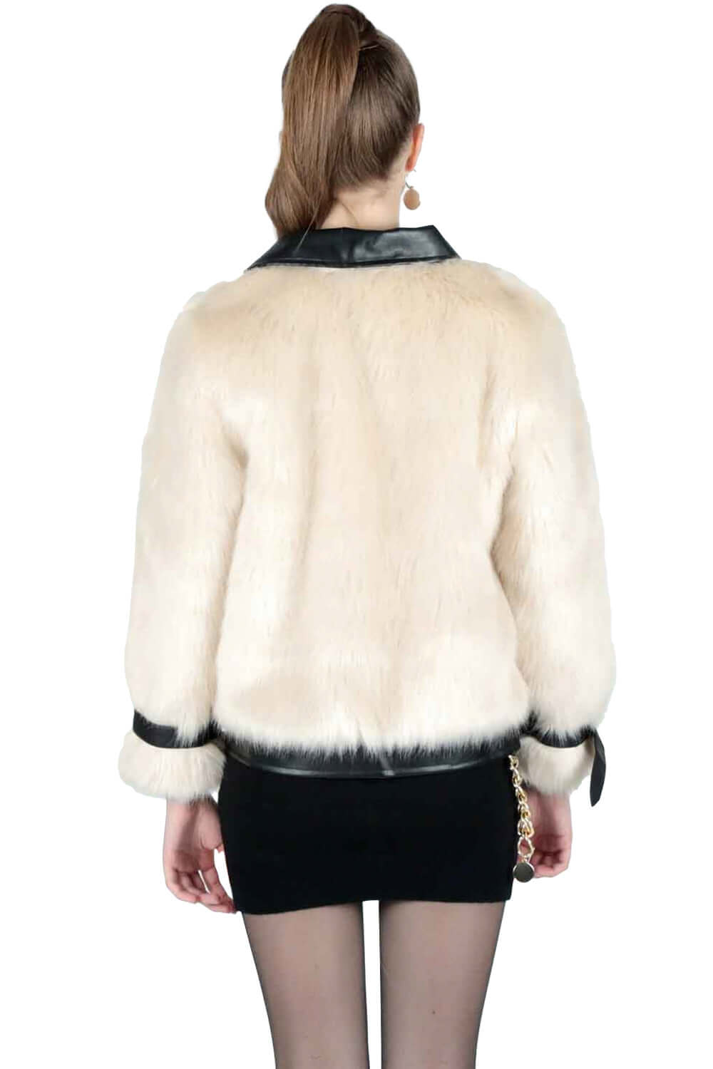 Ecopelliccia con inserti in ecopelle - LE VOLIERE Cappotto LE VOLIERE