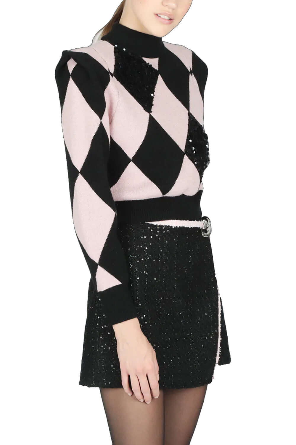 LE VOLIERE Maglia a rombi con pailettes Maglia LE VOLIERE
