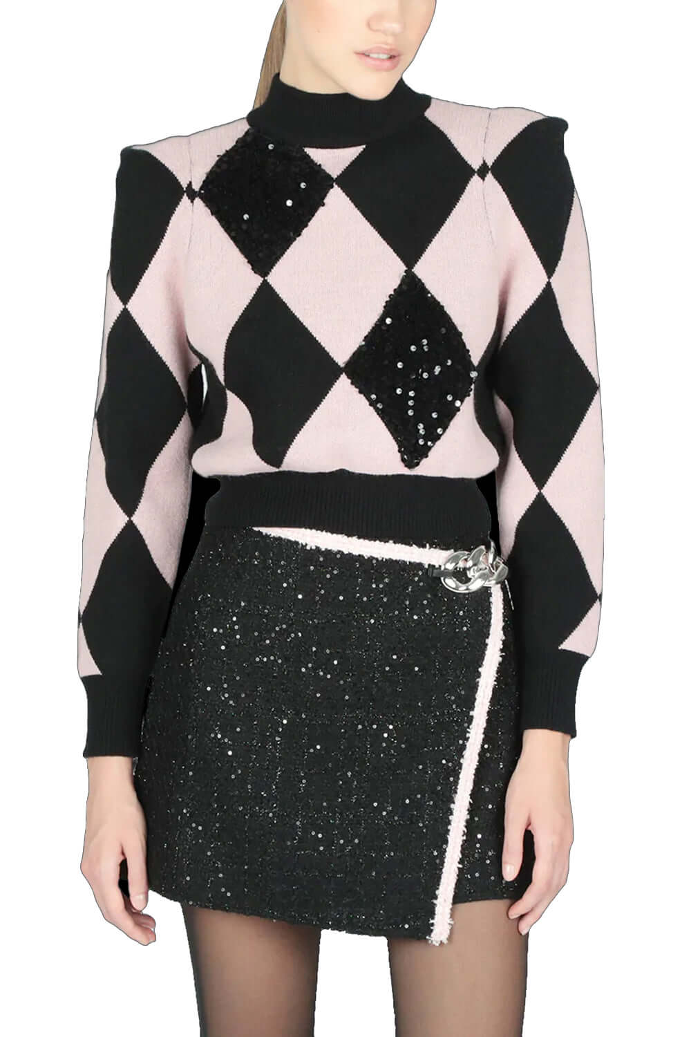 LE VOLIERE Maglia a rombi con pailettes Maglia LE VOLIERE