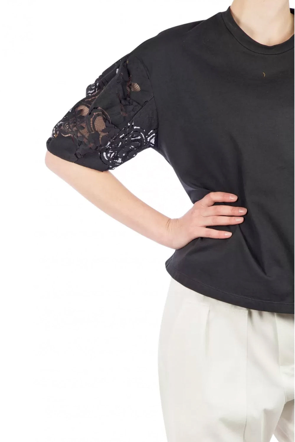 Tshirt in cotone con maniche in pizzo - SUOLI Clothing SUOLI