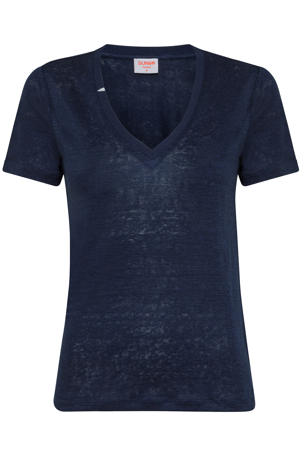 SUN 68 T-shirt in lino scollo a v