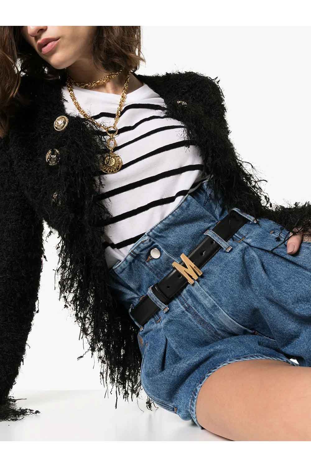 Cintura media in vitello con M logo lucido - MOSCHINO Belts MOSCHINO