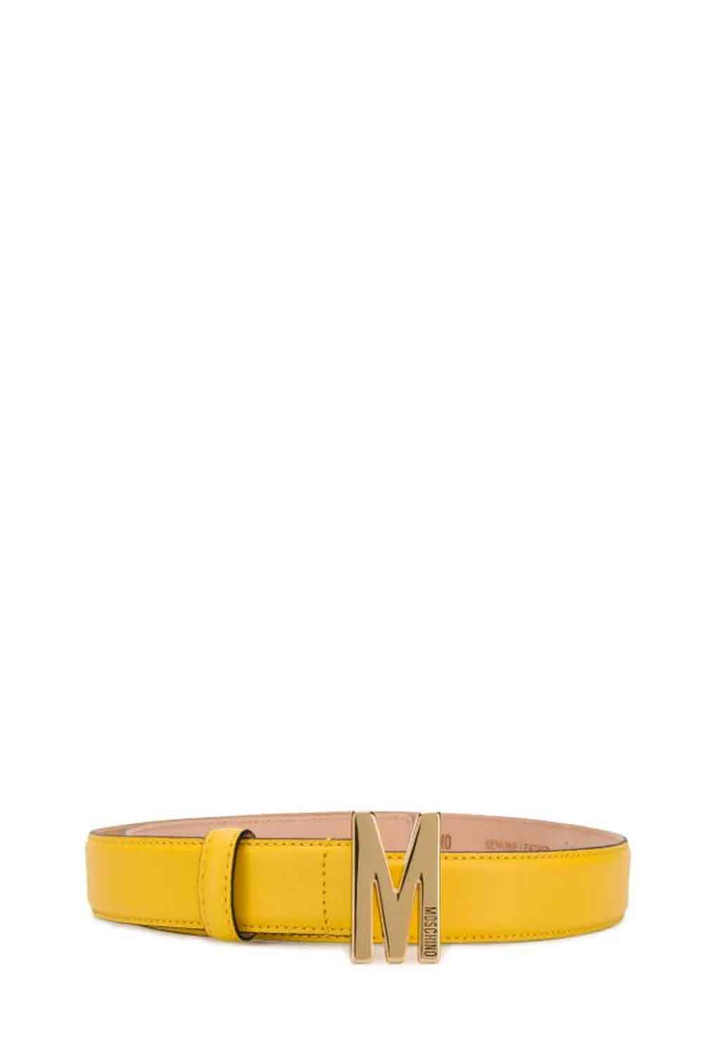 Cintura media in vitello con M logo lucido - MOSCHINO Belts MOSCHINO