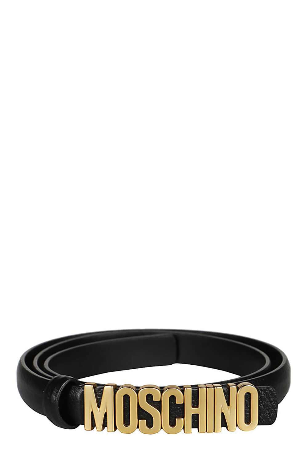 Cintura mini in pelle di vitello con lettering opaco - MOSCHINO Clothing MOSCHINO