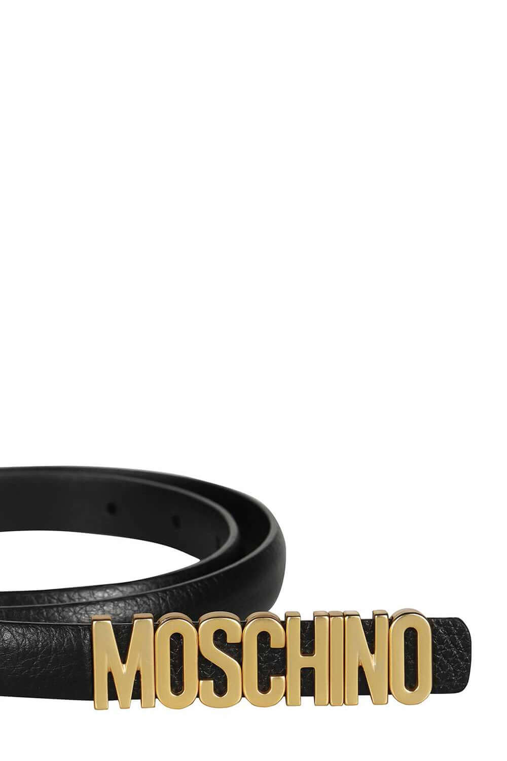 Cintura mini in pelle di vitello con lettering opaco - MOSCHINO Clothing MOSCHINO