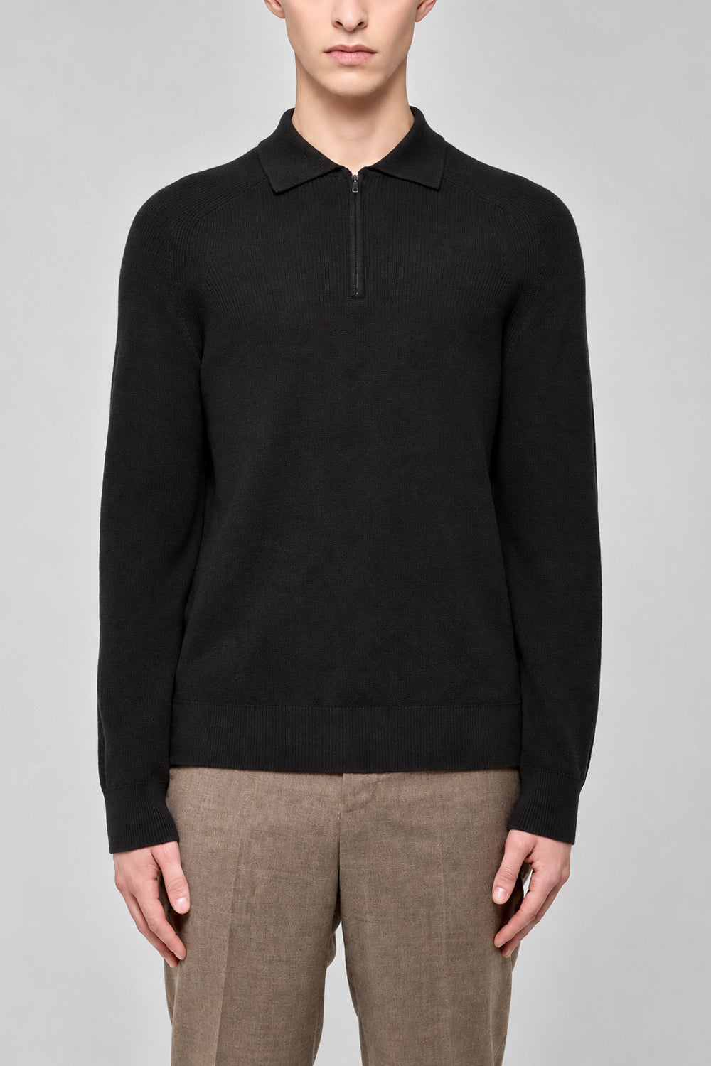 FILIPPO DE LAURENTIIS Polo mezza zip in lana e cashmere