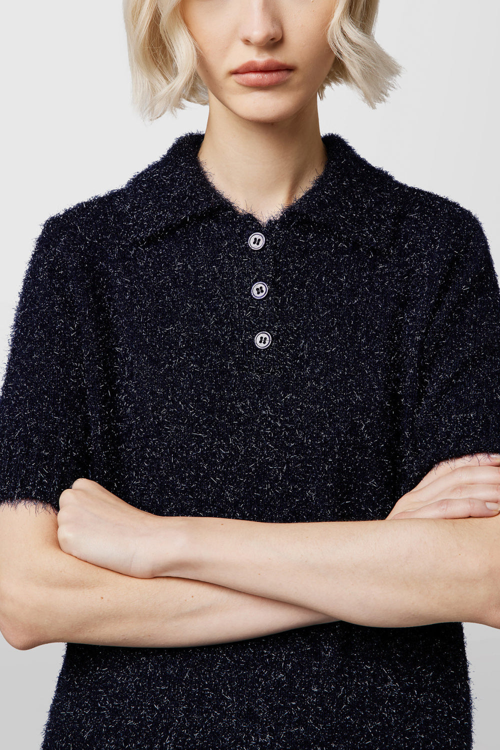 ALPHA STUDIO Polo in filato lurex