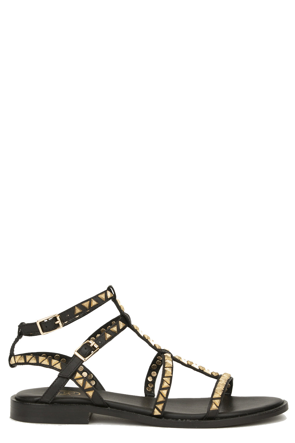 ASH Sandalo basso in pelle con borchiette dorate