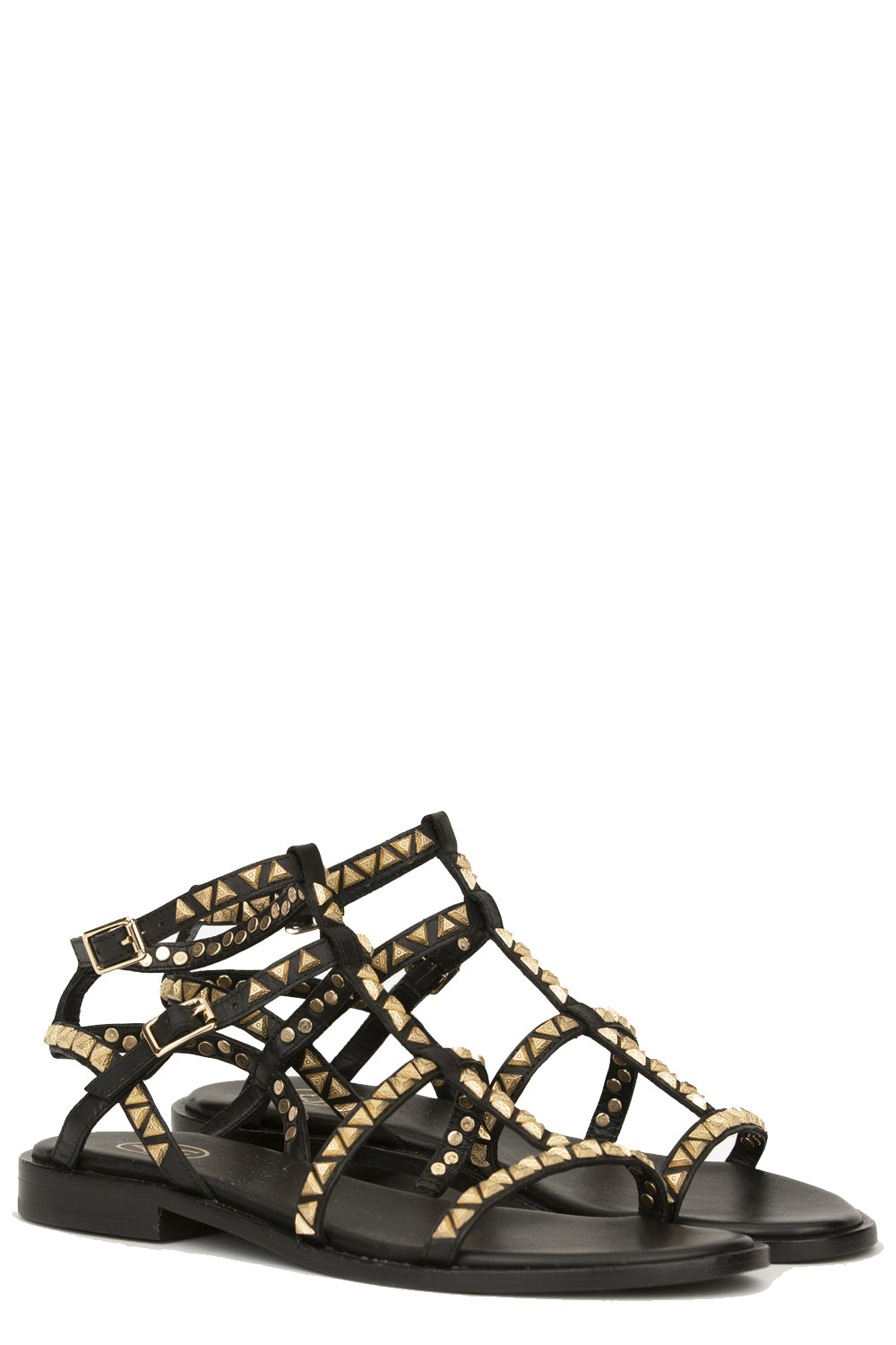 ASH Sandalo basso in pelle con borchiette dorate