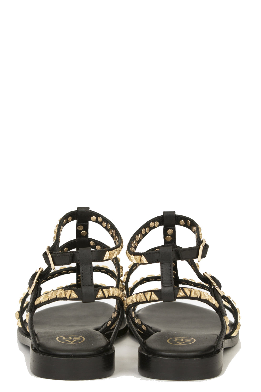 ASH Sandalo basso in pelle con borchiette dorate