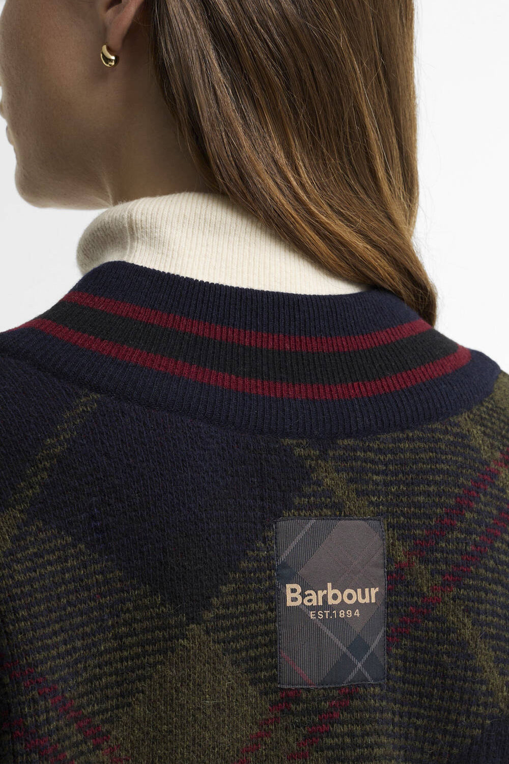 BARBOUR Maglione Shae in lana tartan con scollo a V