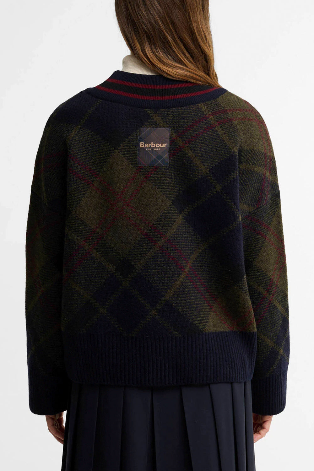 BARBOUR Maglione Shae in lana tartan con scollo a V