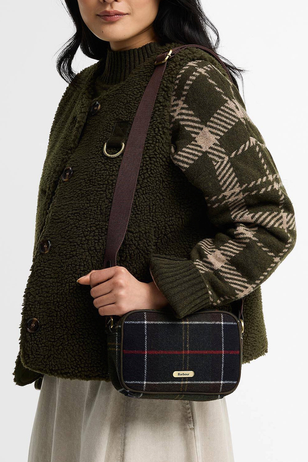BARBOUR Mini borsa a tracolla Contine in tartan