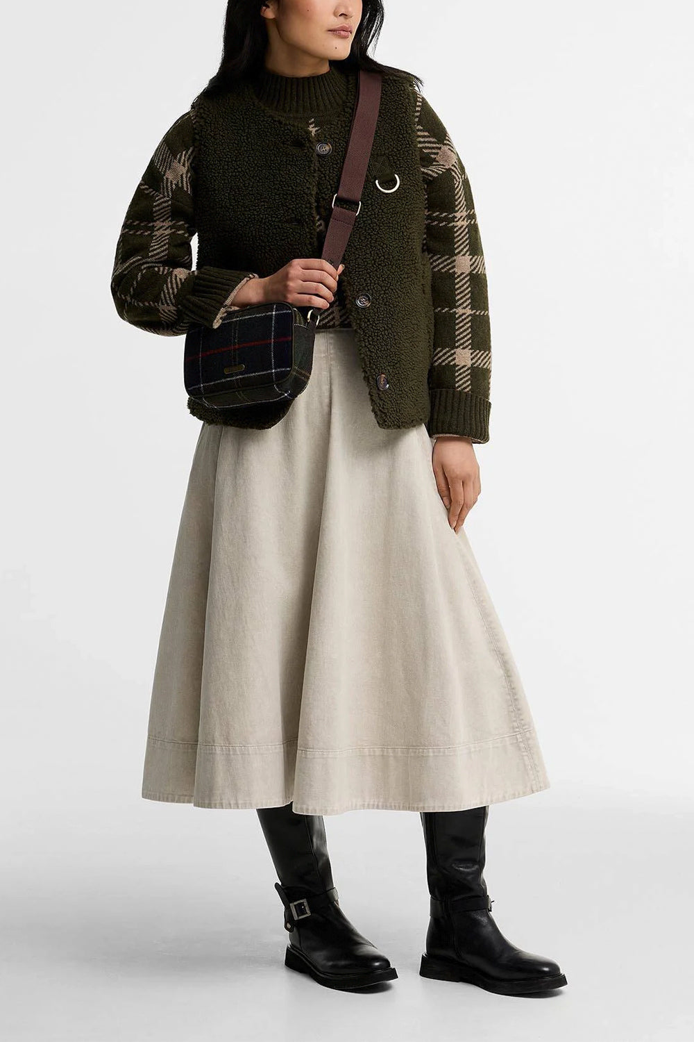 BARBOUR Mini borsa a tracolla Contine in tartan