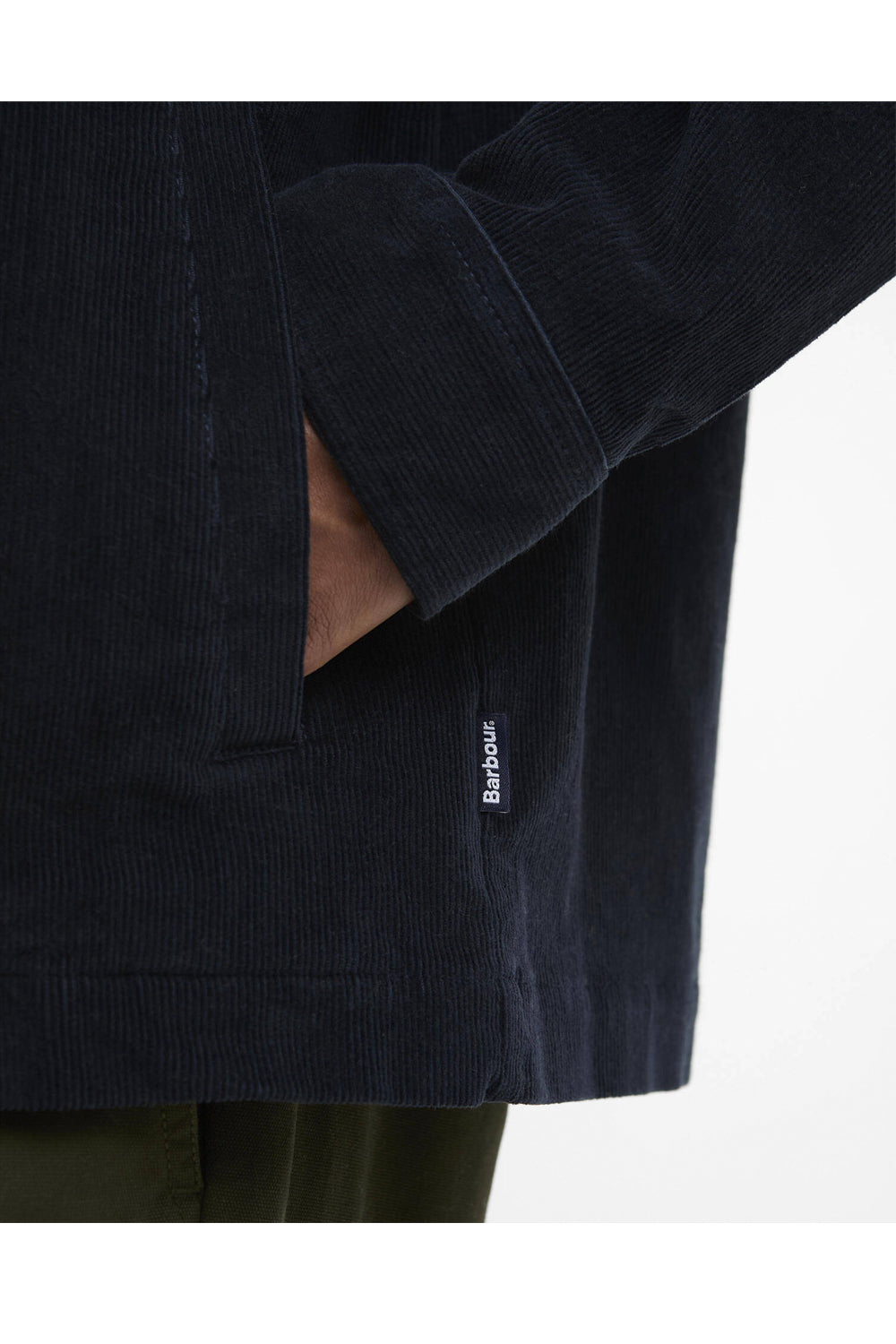 BARBOUR Overshirt a coste sottili con finiture in tartan