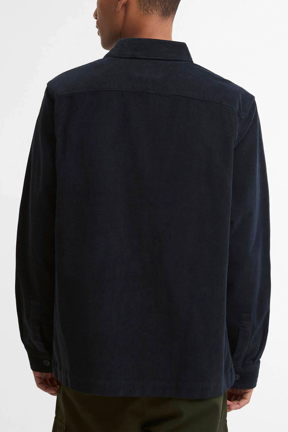 BARBOUR Overshirt a coste sottili con finiture in tartan