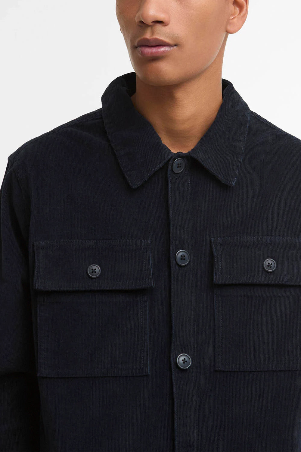 BARBOUR Overshirt a coste sottili con finiture in tartan
