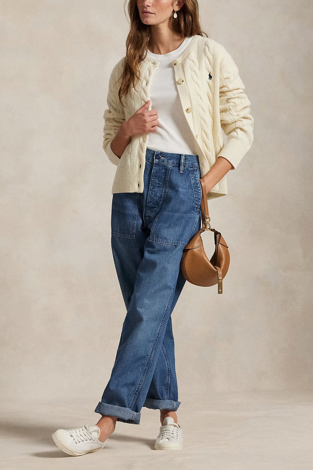 POLO RALPH LAUREN Cardigan a trecce in lana e cashmere