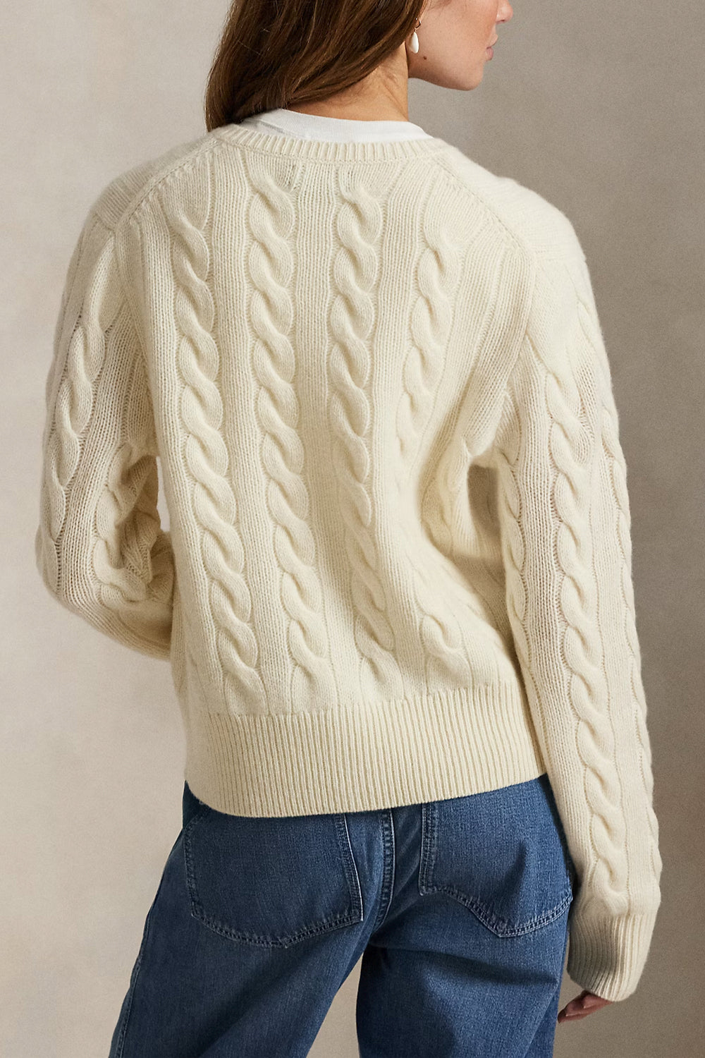 POLO RALPH LAUREN Cardigan a trecce in lana e cashmere