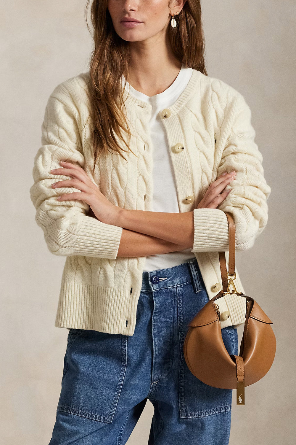 POLO RALPH LAUREN Cardigan a trecce in lana e cashmere