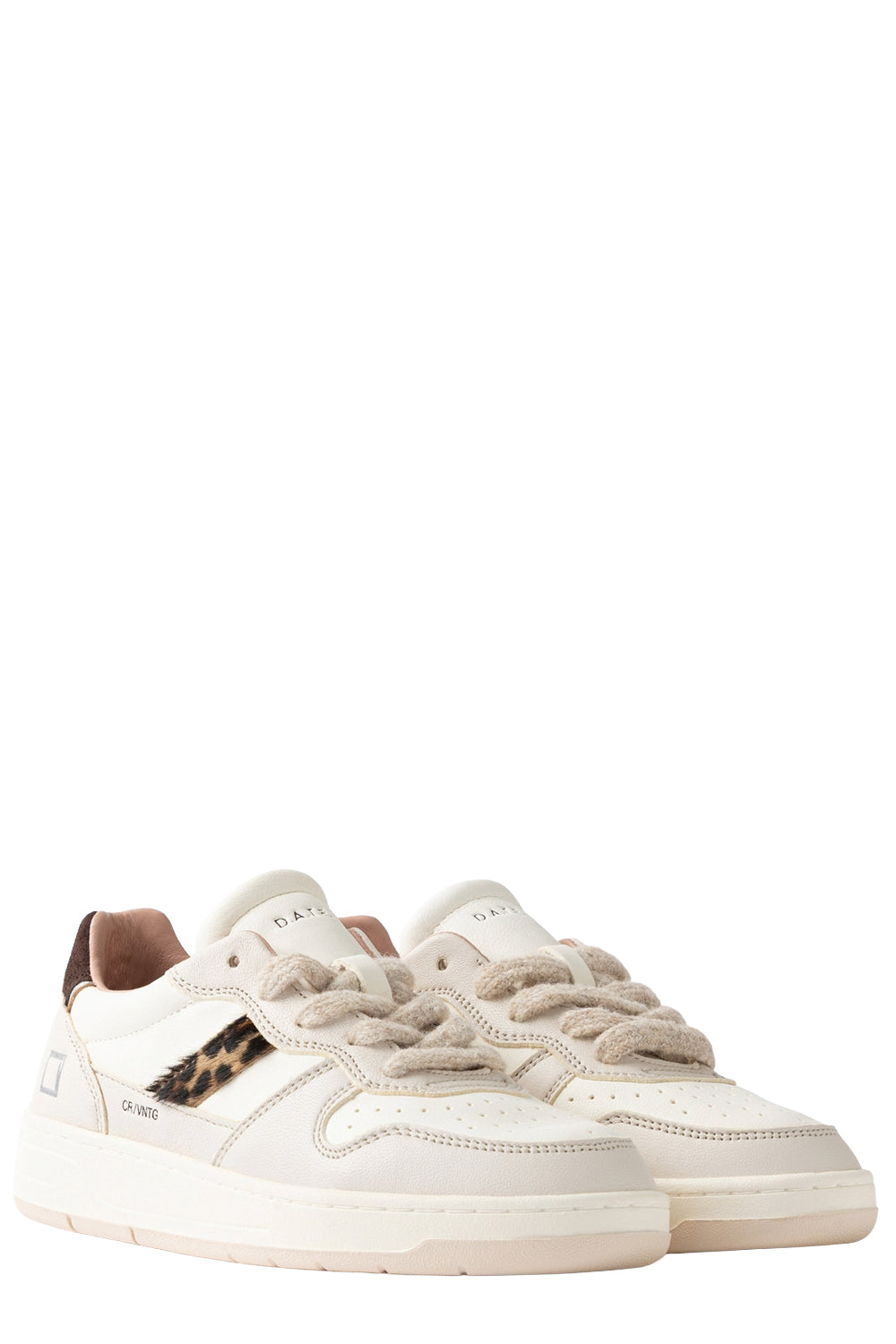 D.A.T.E. Sneakers Court 2.0 Vintage in bianco e leopardato