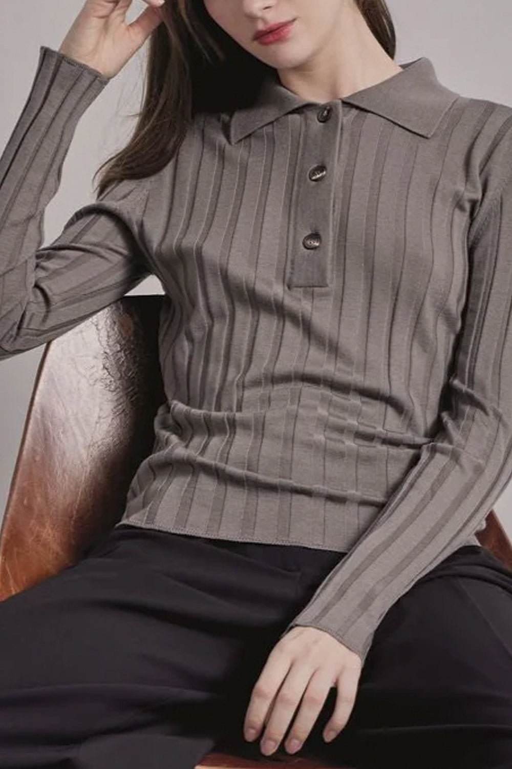 FILIPPO DE LAURENTIIS Maglia polo in lana a coste