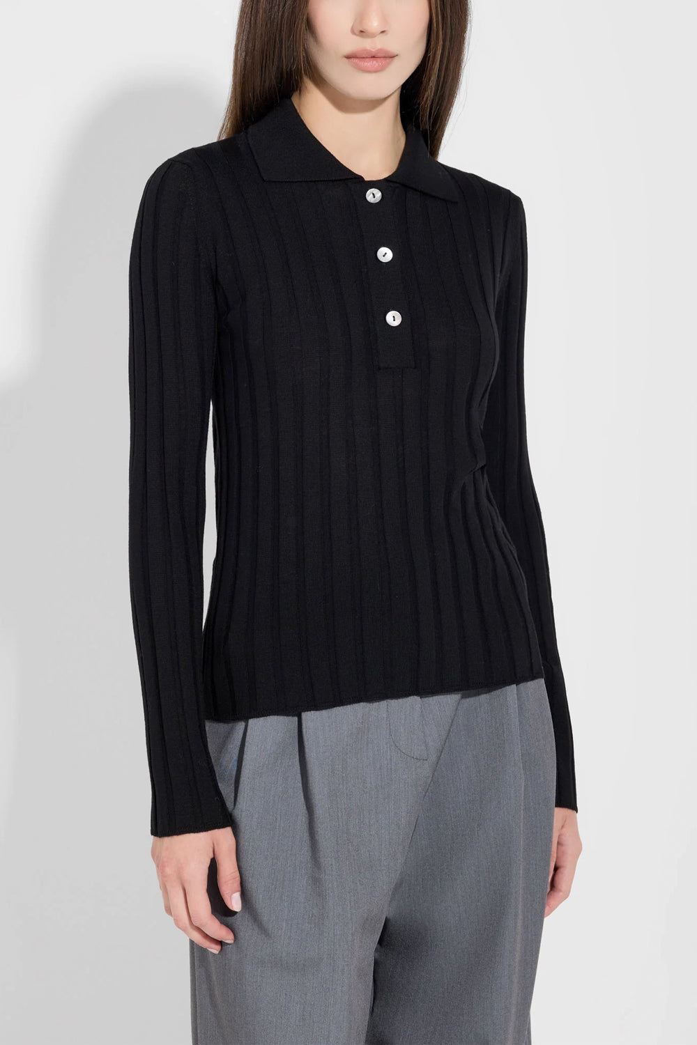 FILIPPO DE LAURENTIIS Maglia polo in lana a coste