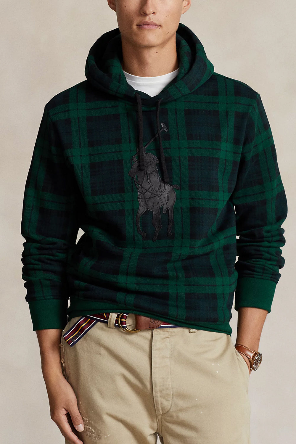 POLO RALPH LAUREN Felpa scozzese con cappuccio e pony POLO RALPH LAUREN
