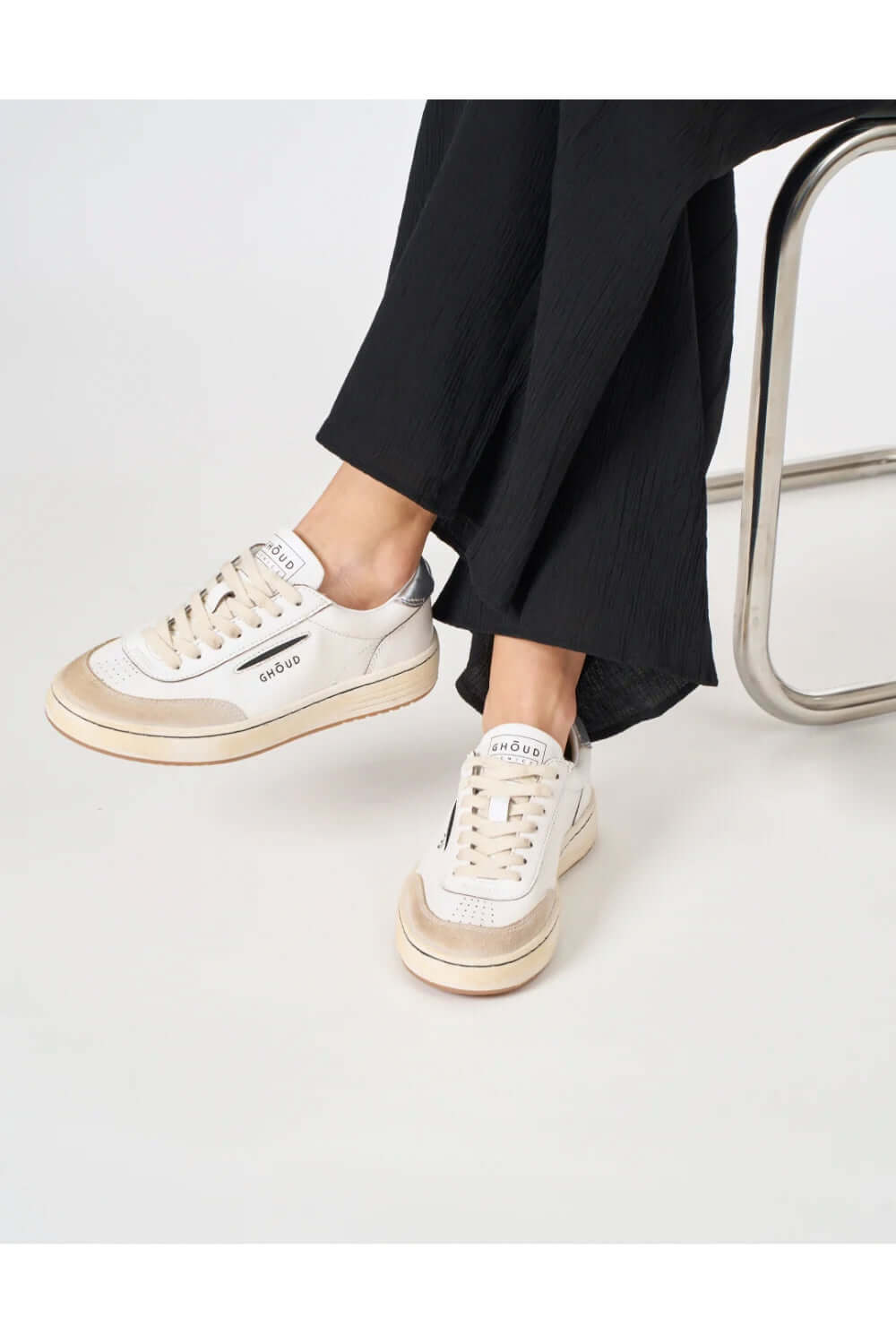 GHOUD Scarpe Lido Low Line Bianco Argento