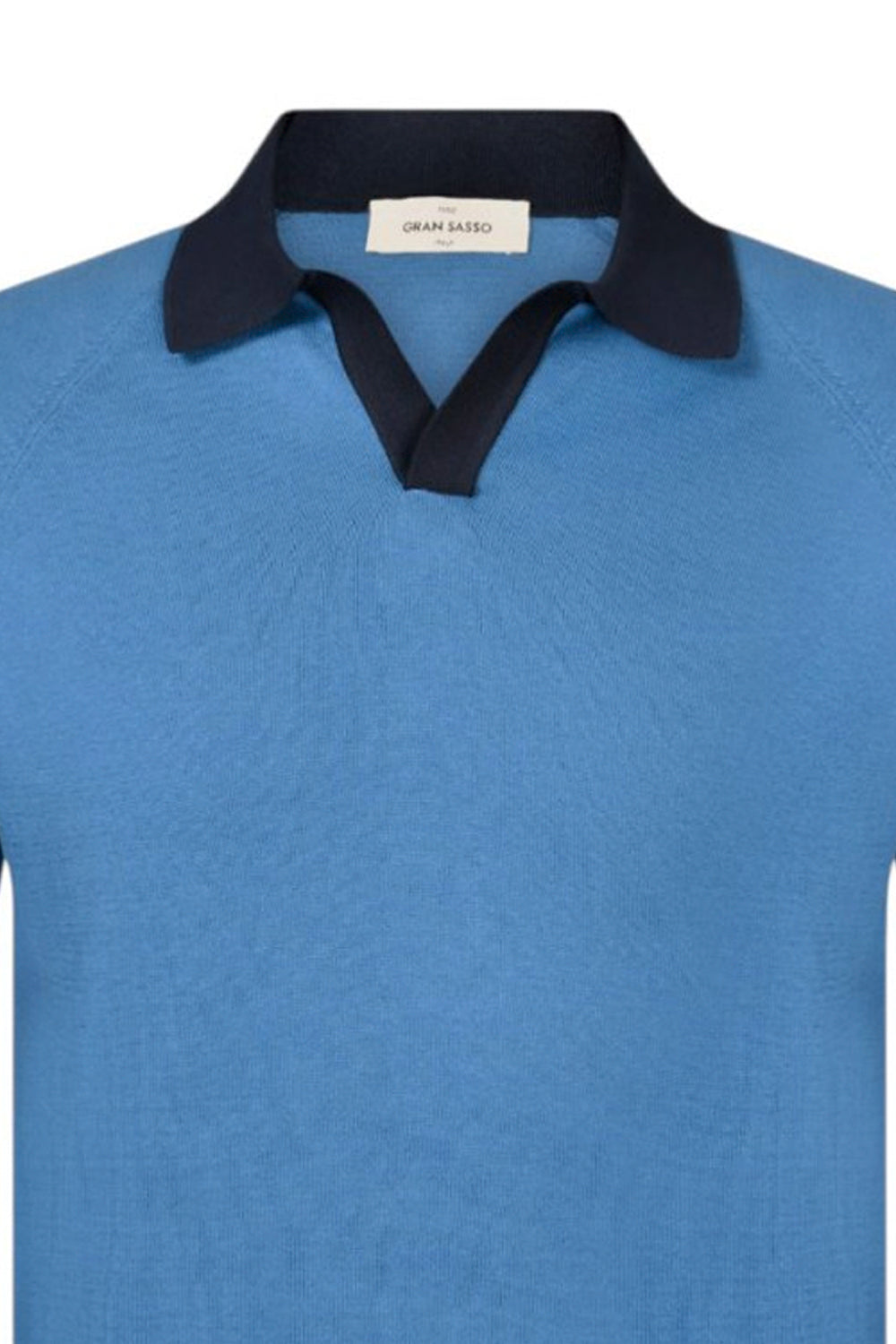 GRAN SASSO Polo Tennis in seta con profili a contrasto