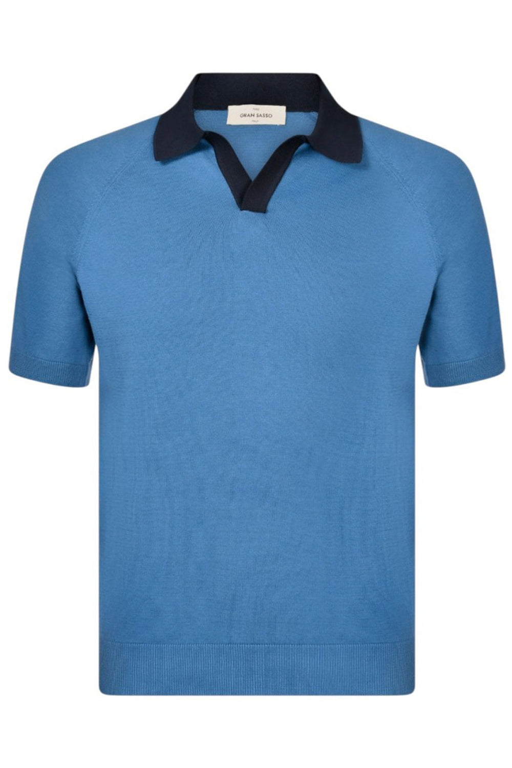 GRAN SASSO Polo Tennis in seta con profili a contrasto