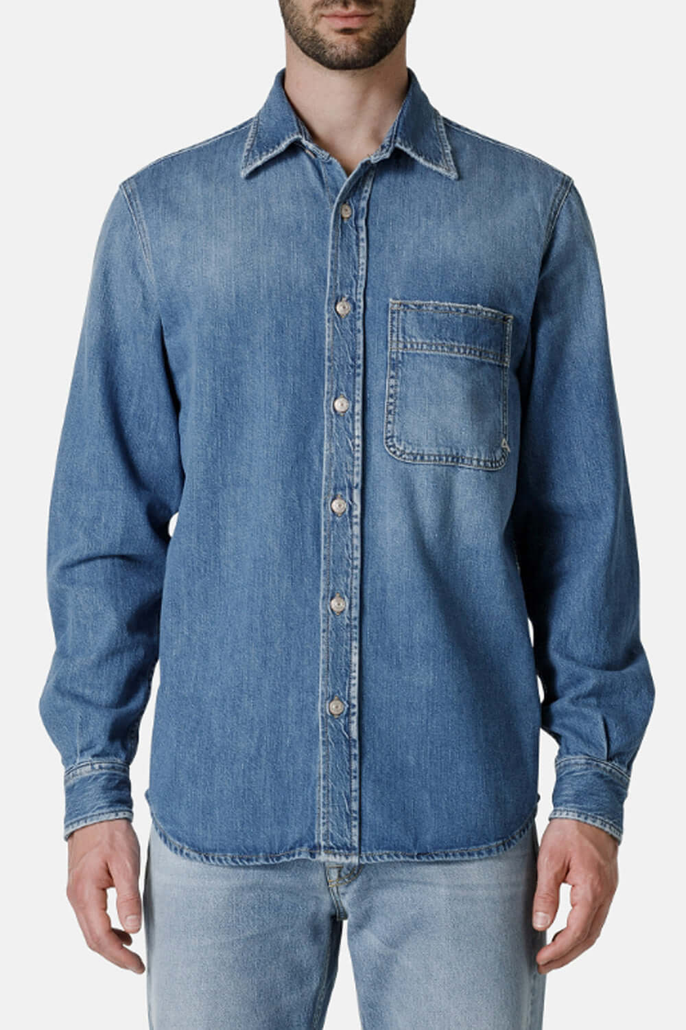 CYCLE Camicia in denim lavaggio medio vintage