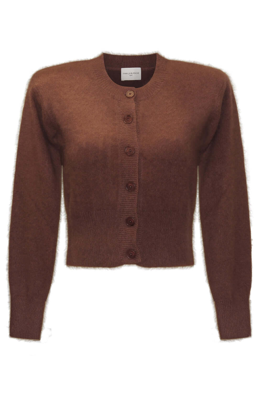 ISABELLE BLANCHE Cardigan in lana e volpe con spalline Uncategorized ISABELLE BLANCHE