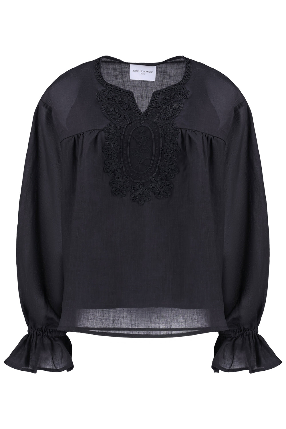 ISABELLE BLANCHE Blusa in lino con collo ricamato
